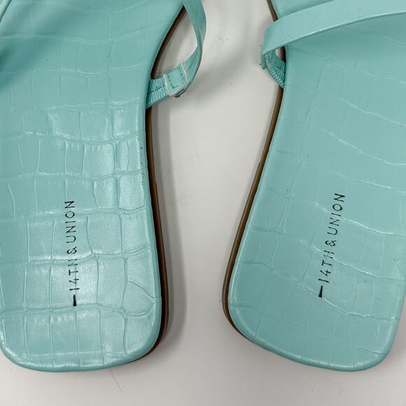 NEW 14th & Union Cece Blue Chill Croco Flat Slide Toe Thong Sandals, NEW Size 7 - Picture 14 of 14